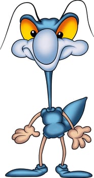 Beetle 41 long-legged - High detailed and coloured cartoon illustration - Blue bug