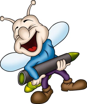Lightning bug with crayon - High detailed and coloured cartoon illustration