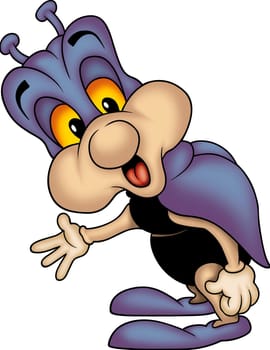 Beetle 34 - High detailed and coloured cartoon illustration - Violet clever bug