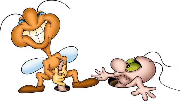 Bug and Worm - High detailed and coloured cartoon illustration - humorous bugs