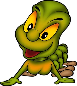 Wormling 03 - High detailed and coloured illustration - Millepede
