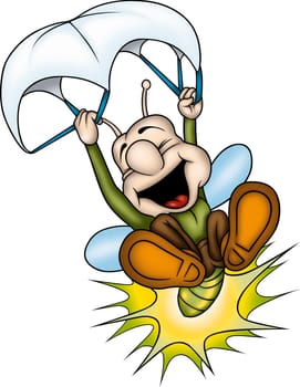 Lightning bug Parachute - High detailed and coloured cartoon illustration