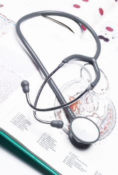 Stethoscope on a medical book