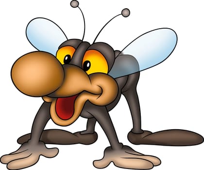 Little fly 02 - High detailed and coloured cartoon illustration - smiling