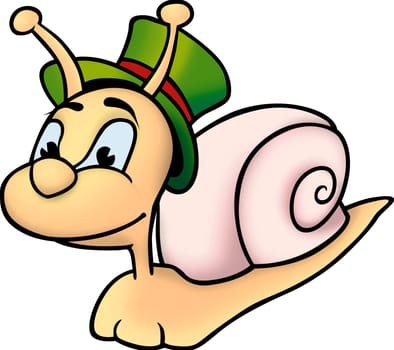 Snail 01 - High detailed and coloured illustration - Snail and hat