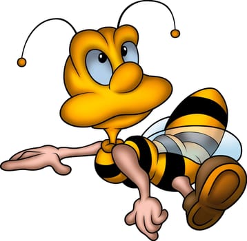 Little Bee 16 - High detailed and coloured illustration - Lass little wasp