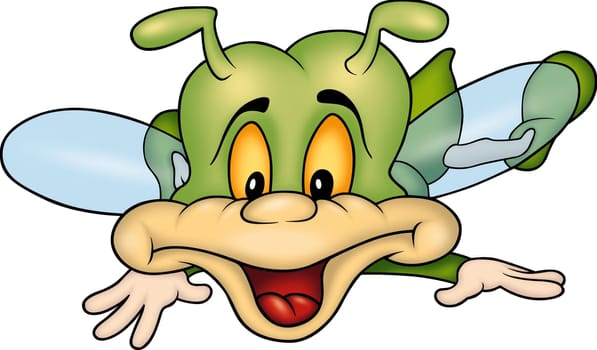 Little Bee 04 - High detailed and coloured illustration - Green bee