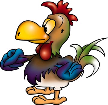 Rooster - High detailed and coloured illustration - bird boss