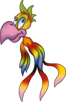 Flying bird 11 - High detailed and coloured illustration - Rainbow flying parrot