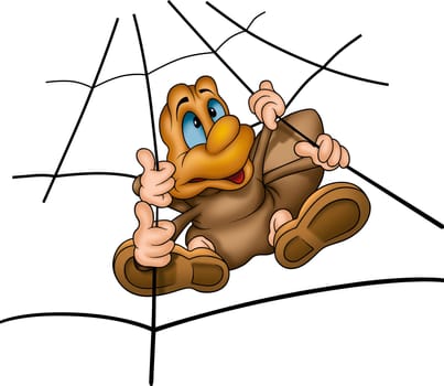 Spider 06 - High detailed and coloured illustration - Spider on the spider-web