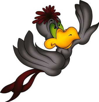 Flying bird 05 - High detailed and coloured illustration - Black flying macaw