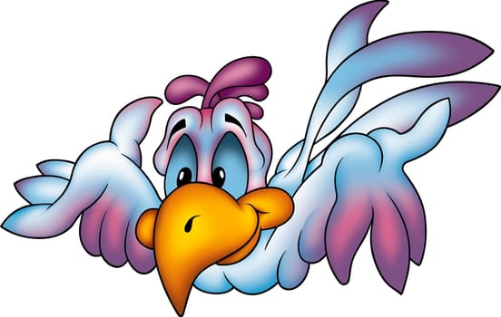 Flying bird 03 - High detailed and coloured illustration - Happy flying parrot
