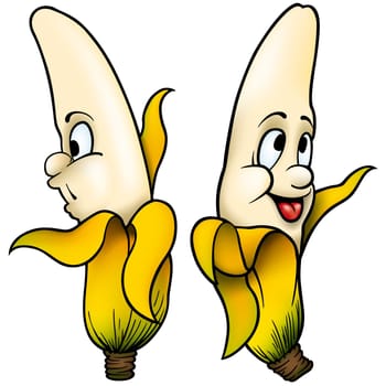 Two Bananas - High detailed and coloured cartoon vector illustration