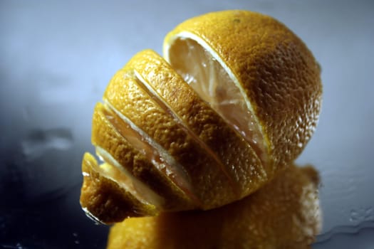 lemon fruit cut like a shell