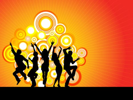 Silhouettes of people dancing