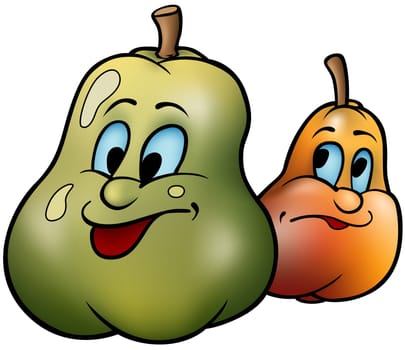 Two Pears - High detailed and coloured cartoon vector illustration