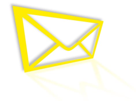 Yellow letter on a white background as symbol of communication