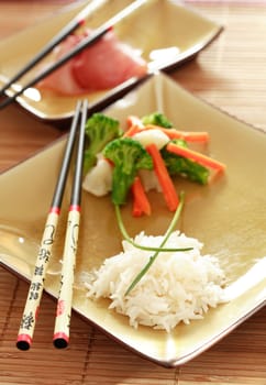 Rice, mushrooms and vegetable