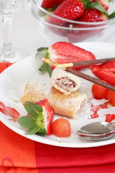 Strawberry biscuits with fruits