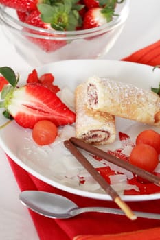 Strawberry biscuits with fruits