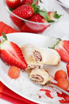 Strawberry biscuits with fruits