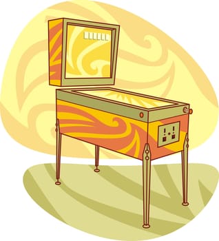 Illustration of a pinball machine.  The vector version is a fully editable EPS 8 file, compressed in a zip file. No gradients or transparencies. Can be scaled to any size without loss of quality.