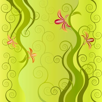 Green floral vector decor design background