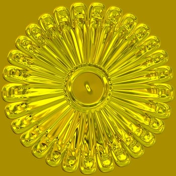 Flower shaped shiny gold artifact