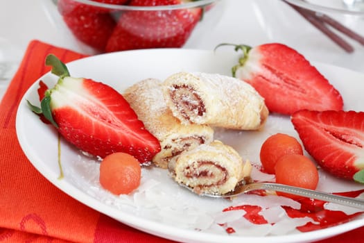 Strawberry biscuits with fruits