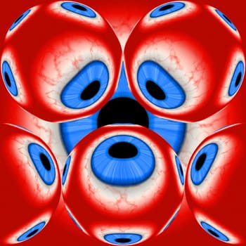 Illustration of multiple red eyeballs