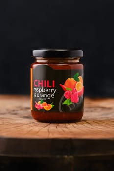 Chili, raspberry and orange sauce for barbecue