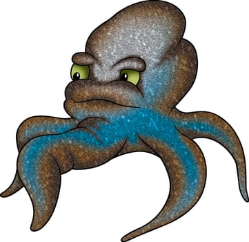 Octopus 04 - High detailed and coloured cartoon illustration - Dark