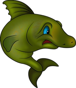 Fish 13 - High detailed illustration - Green jumping fish