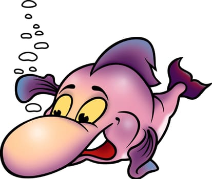 Fish 01 - High detailed illustration - Smiling violet little fish