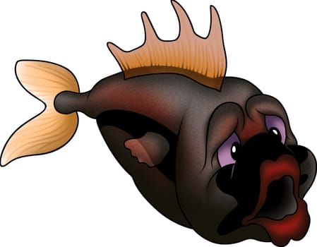 Fish 26 - High detailed illustration - Dark coloured ground-fish