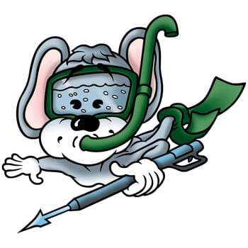 Mouse 04 diver - High detailed and coloured illustration