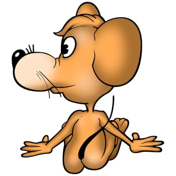 Orange Mouse 08 from the back - High detailed and coloured illustration
