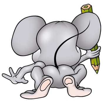 Mouse 14 writing - High detailed and coloured illustration - Writing mouse