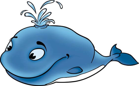 Whale Mobidyck - High detailed illustration - Happy Whale