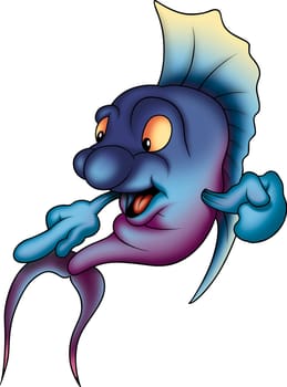 Fish 14 - High detailed illustration - Blue-violet smiling fish