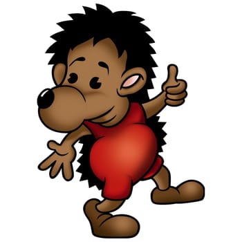 Hedgehog 03 with red trousers - High detailed and coloured illustration