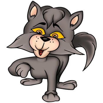 Cat 07 black - High detailed and coloured illustration - Black small cat