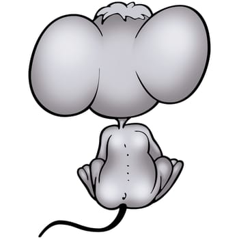 Gray Mouse 07 from the back - High detailed and coloured illustration