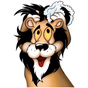 Lion 01 washing - High detailed and coloured illustration
