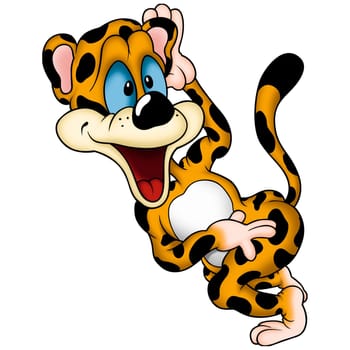 Leopard 01 - High detailed and coloured illustration - Happy leopard