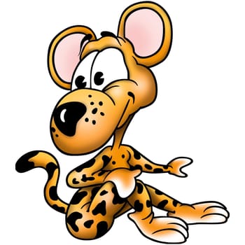 Leopard 08 - High detailed and coloured illustration - Happy sitting leopard
