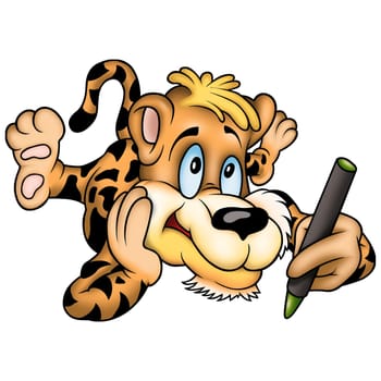 Tiger 02 with crayon - High detailed and coloured illustration