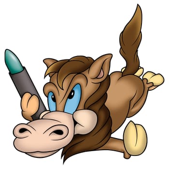 Horse 01 with crayon - High detailed and coloured illustration