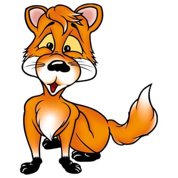 Fox cub 01 - High detailed and coloured illustration - Sweet fox cub