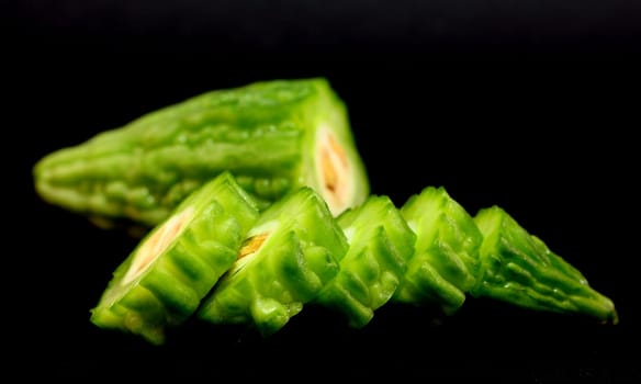 Fresh tiny green bitter gourd.